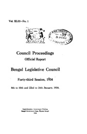Bengal Legislative Council Proceedings (1934) V.43, Pt.1  English By Not Available