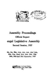 Bengal Legislative Assembly Proceedings (1937) Vol.51, Pt.4  English By Not Available