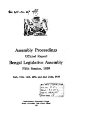 Bengal Legislative Assembly Proceedings (1939) Vol.54, Pt.10  English By Not Available