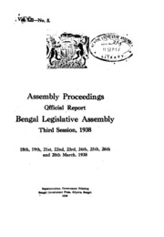 Bengal Legislative Assembly Proceedings (1938) Vol.52, Pt.5  English By Not Available