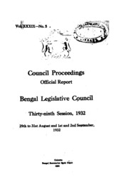 Bengal Legislative Council Proceedings (1932) V.39, Pt.5  English By Not Available