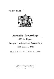Bengal Legislative Assembly Proceedings (1939) Vol.54, Pt.11  English By Not Available