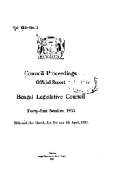 Bengal Legislative Council Proceedings (1933) Vol.41, Pt.3  English By Not Available