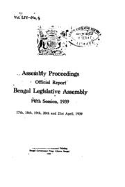 Bengal Legislative Assembly Proceedings (1939) Vol.54, Pt. 6  English By Not Available