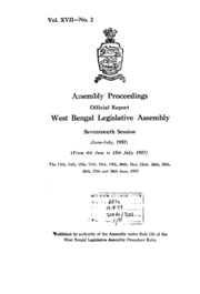 Bengal Legislative Assembly Proceedings (1957) Vol.17, Pt.2  English By Not Available