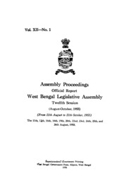 Bengal Legislative Assembly Proceedings (1955) Vol.12 Pt.1  English By Not Available