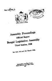 Bengal Legislative Assembly Proceedings (1938) Vol.52, Pt.3  English By Not Available