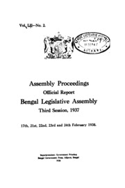 Bengal Legislative Assembly Proceedings (1938) Vol.52, Pt.2  English By Not Available