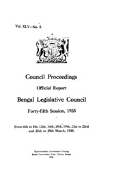 Bengal Legislative Council Proceedings (1935) Vol.45, Pt.2  English By Not Available