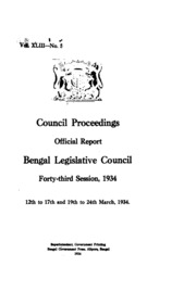 Bengal Legislative Council Proceedings (1934) Vol.43, Pt.5  English By Not Available