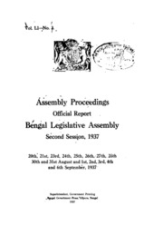 Bengal Legislative Assembly Proceedings (1937) Vol.51, Pt.3  English By Not Available