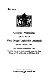 Bengal Legislative Assembly Proceedings (1948) Vol. 2, Pt.1  English By Not Available
