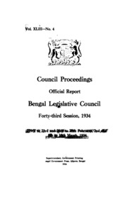 Bengal Legislative Council Proceedings (1934) Vol.43, Pt.4  English By Not Available
