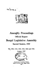 Bengal Legislative Assembly Proceedings (1937) Vol.51, Pt.2  English By Not Available