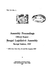 Bengal Legislative Assembly Proceedings (1937) Vol.51, Pt.1  English By Not Available