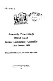 Bengal Legislative Assembly Proceedings (1938) Vol.52, Pt.6  English By Not Available