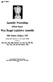 Bengal Legislative Assembly Proceedings (1949) Vol. 5, Pt.1  English By Not Available