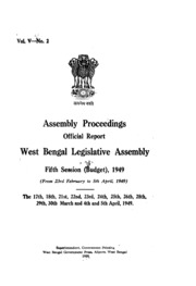 Bengal Legislative Assembly Proceedings (1949) Vol. 5, Pt.2  English By Not Available