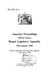 Bengal Legislative Assembly Proceedings (1939) Vol.54, Pt. 3  English By Not Available