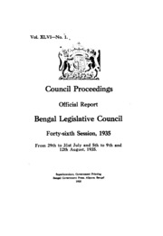 Bengal Legislative Council Proceedings (1935) Vol.46, Pt.1  English By Not Available