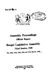 Bengal Legislative Assembly Proceedings (1938) Vol.52, Pt.4  English By Not Available