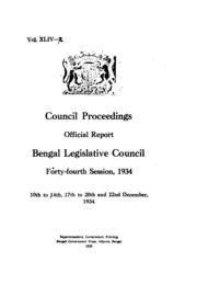 Bengal Legislative Council Proceedings (1934) Vol.44, Pt.1  English By Not Available