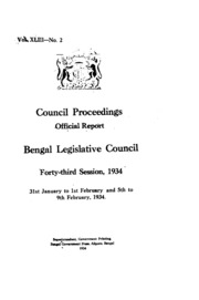 Bengal Legislative Council Proceedings (1934) Vol.43, Pt.2  English By Not Available